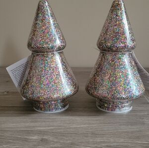 Glitter filled glass tree set